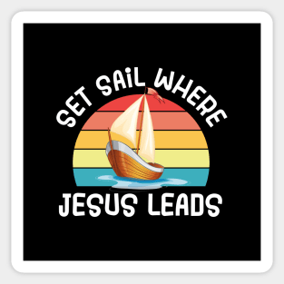 Set Sail Where Jesus Leads Sticker